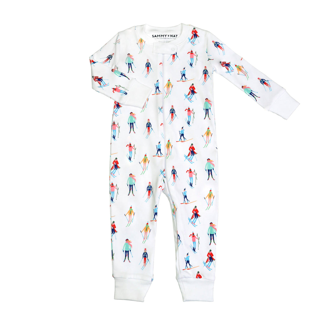 Ski Mountain Zipper Romper with feet