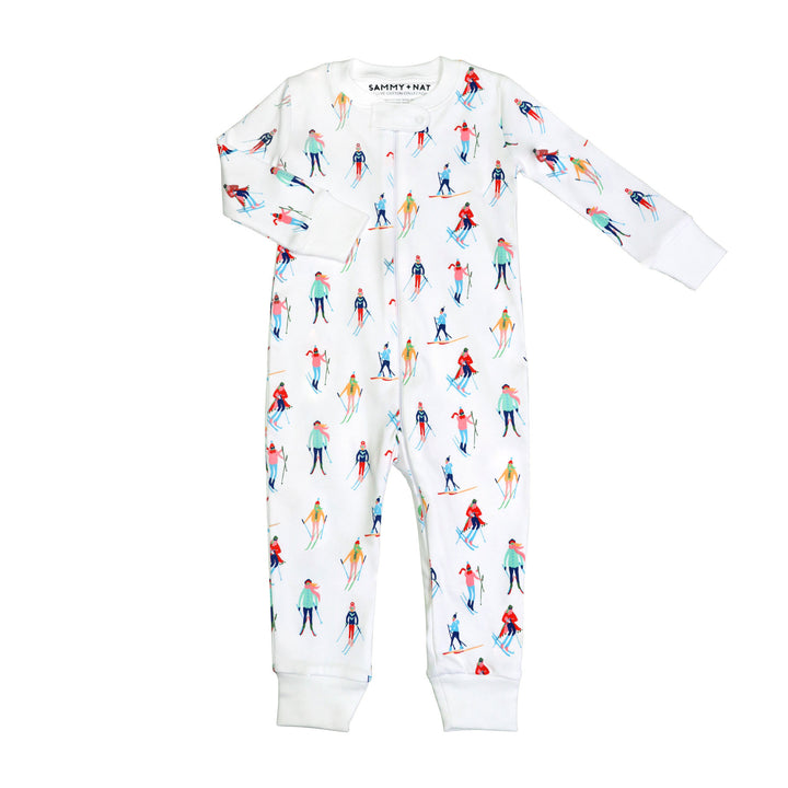 Ski Mountain Zipper Romper with feet