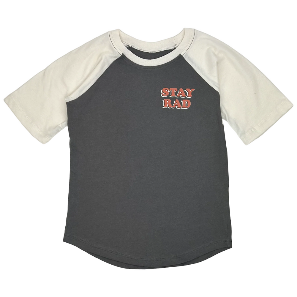 Stay Rad Raglan in Vintage Black/Natural front