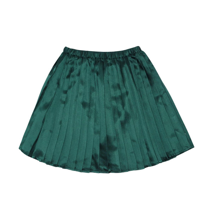 green pleated skirt