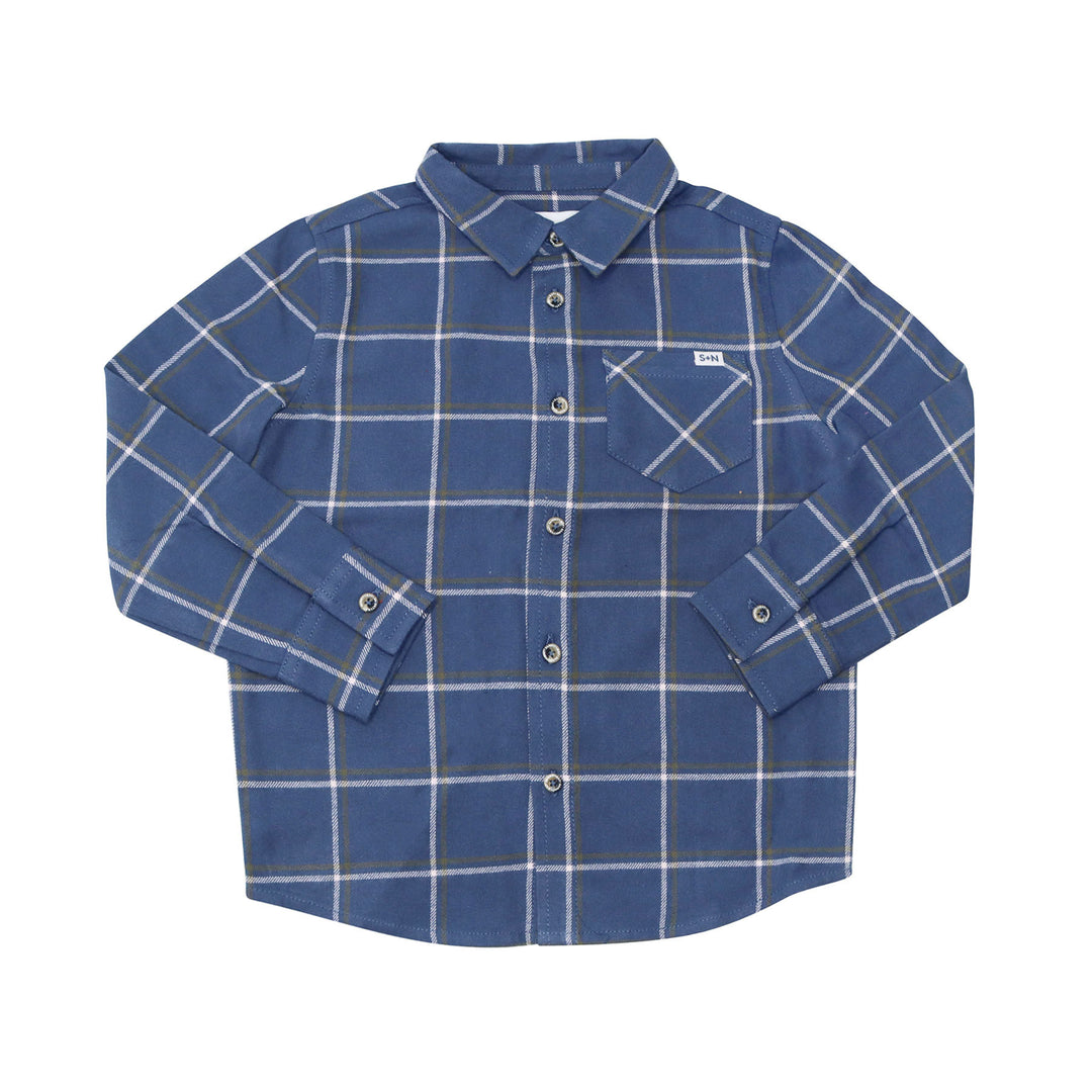 navy flannel buttondown