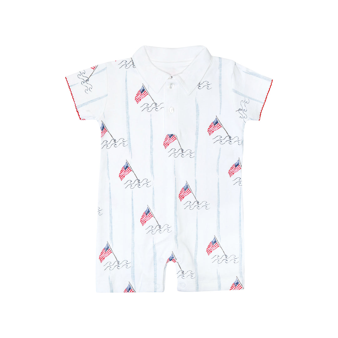 polo summer romper with american flags
