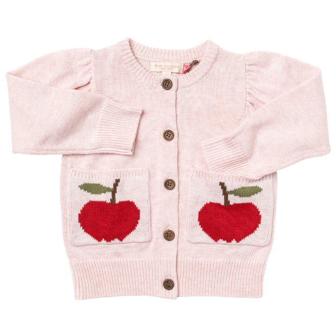 apple pocket cardigan sweater