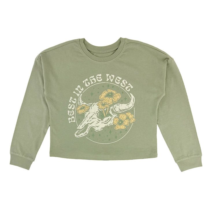 Best in the West Oversized Long Sleeve Tee in Sage