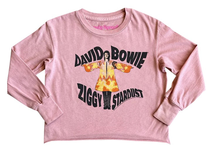 David Bowie Not Quite Crop Tee in Blush