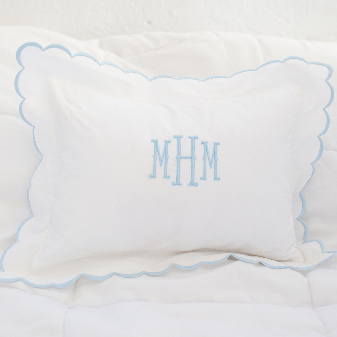 Classic Scalloped Baby Pillow in Blue