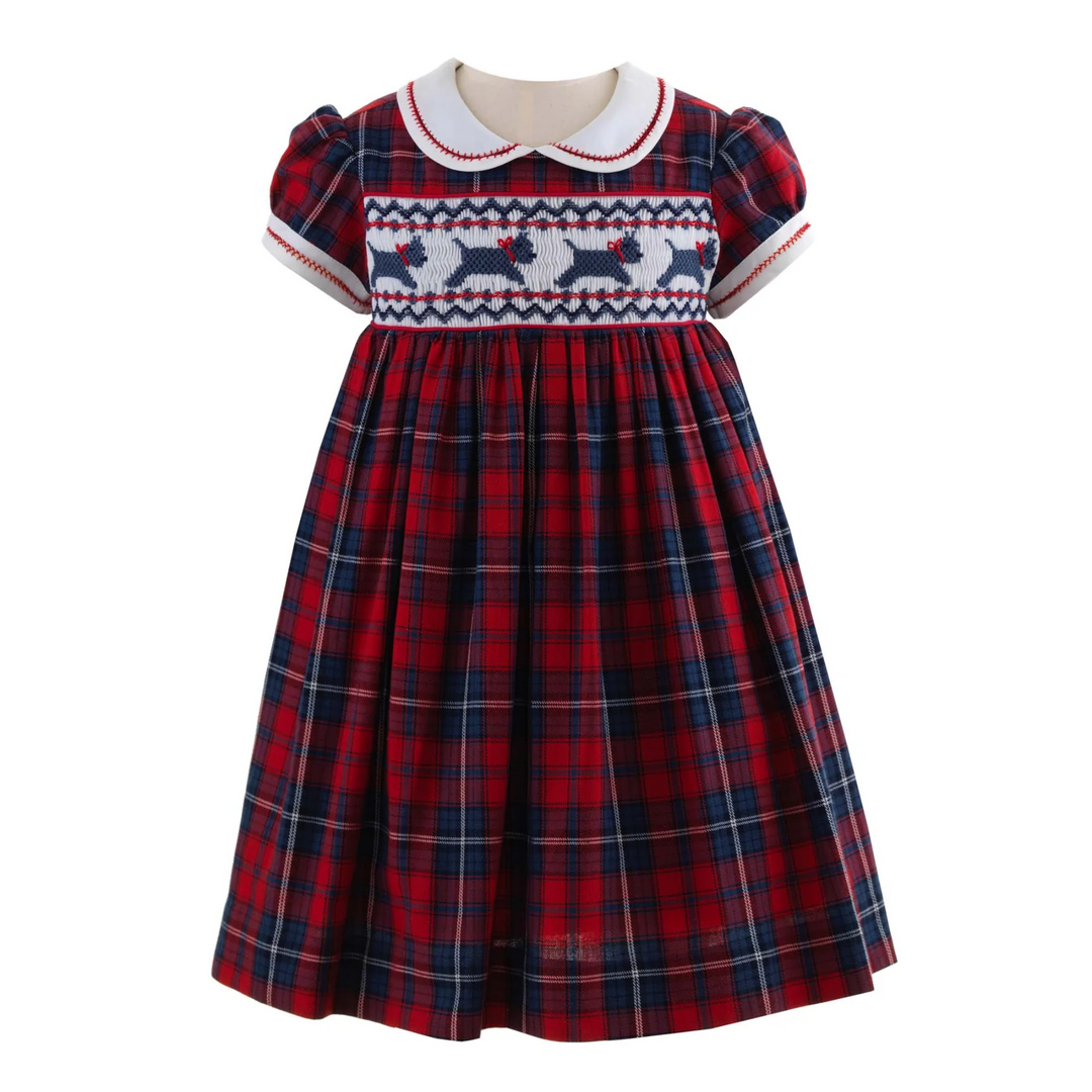 Scottie Dog Smocked Dress front