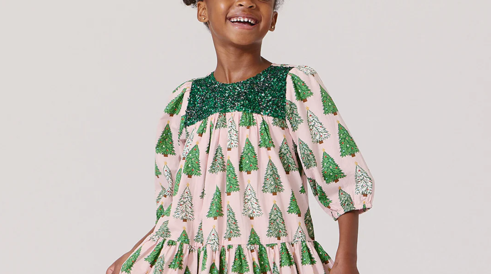 Girls Fiona Dress - Pink Trees