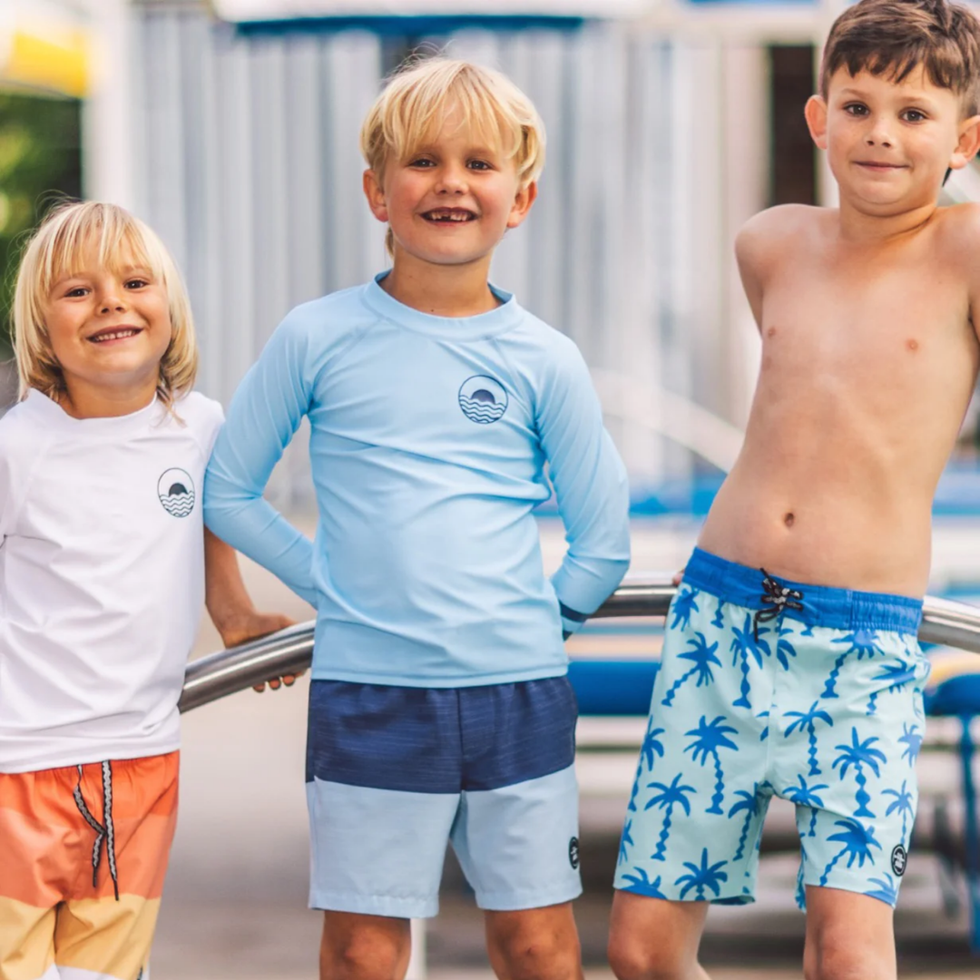 a boy wearing Seafarer Hybrid Short in Twilight