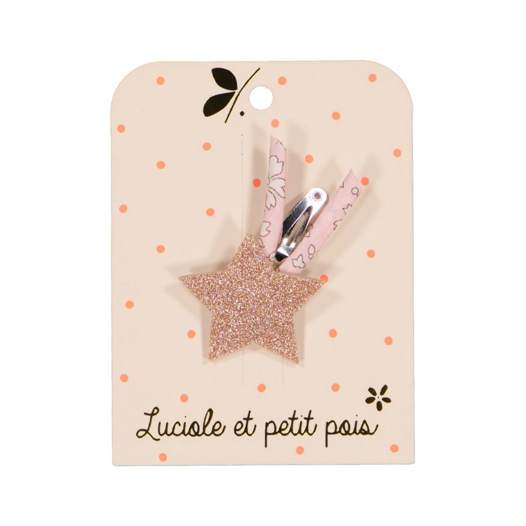 Shooting Star Hair Clip - Pink Glitter front