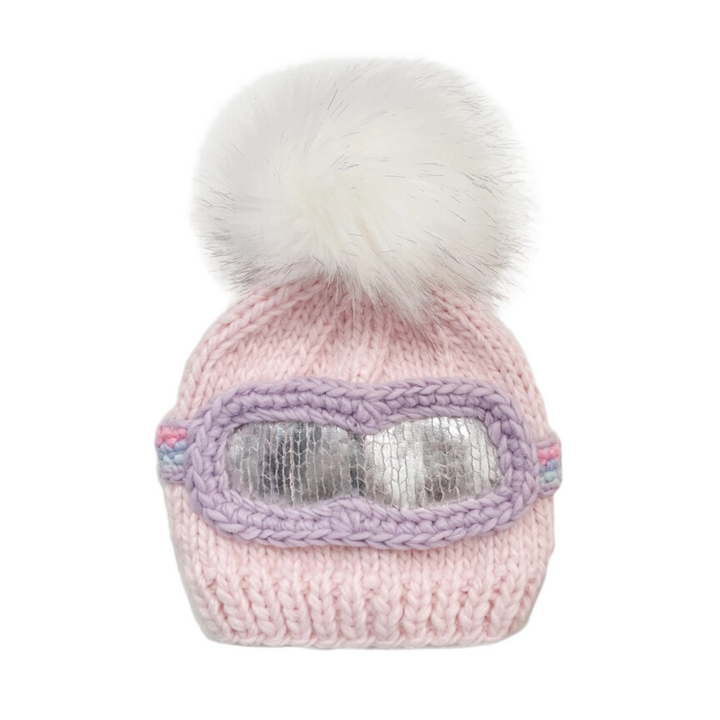 Ski Goggles Hat in Baby Pink front