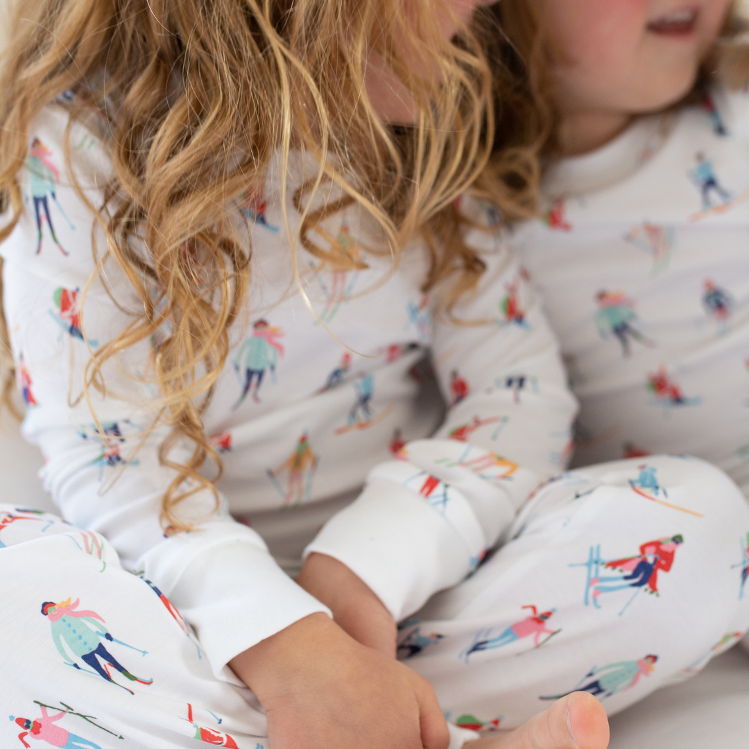 two little girls wearing Ski Mountain Pajama Set