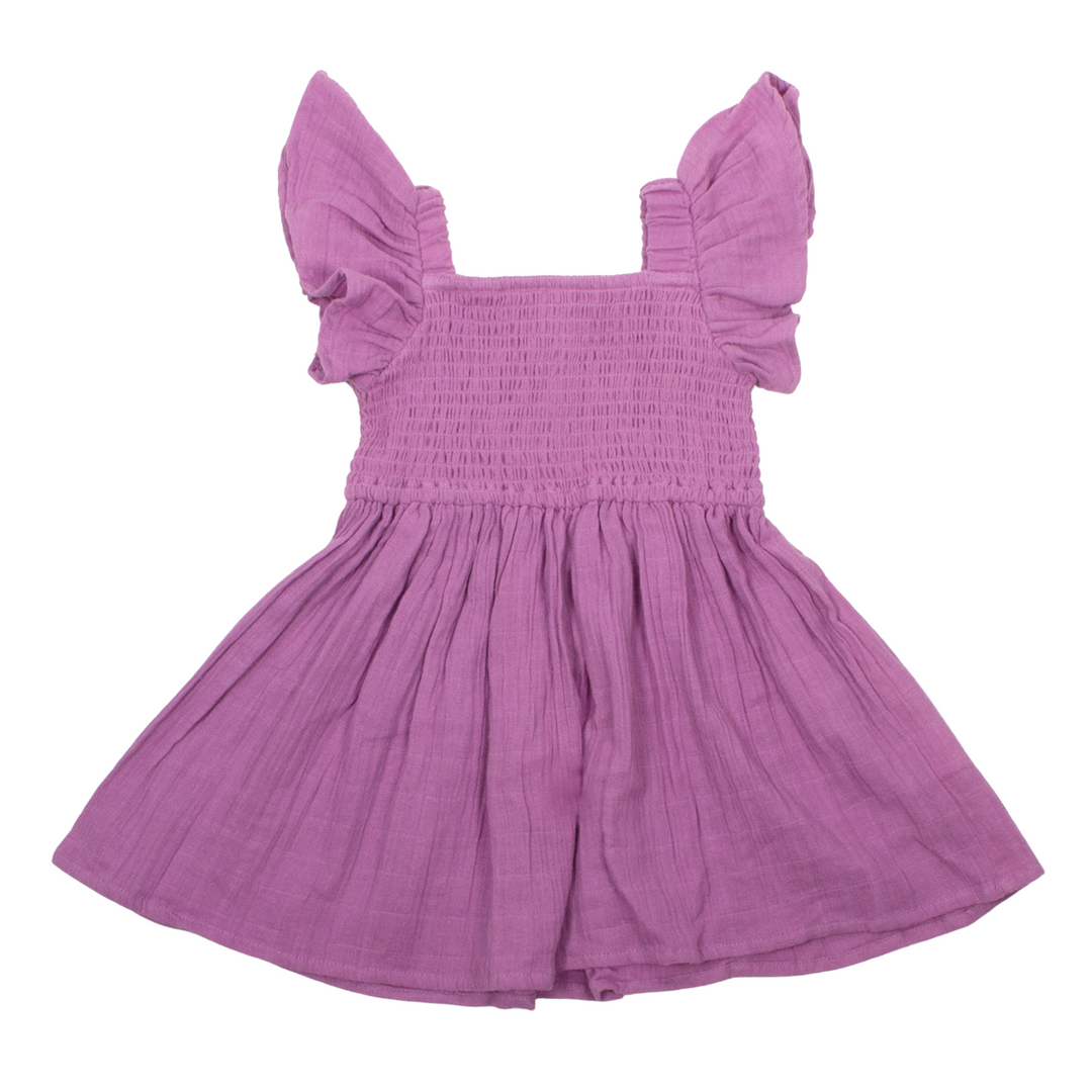 Smocked Gauze Dress in Lavender front