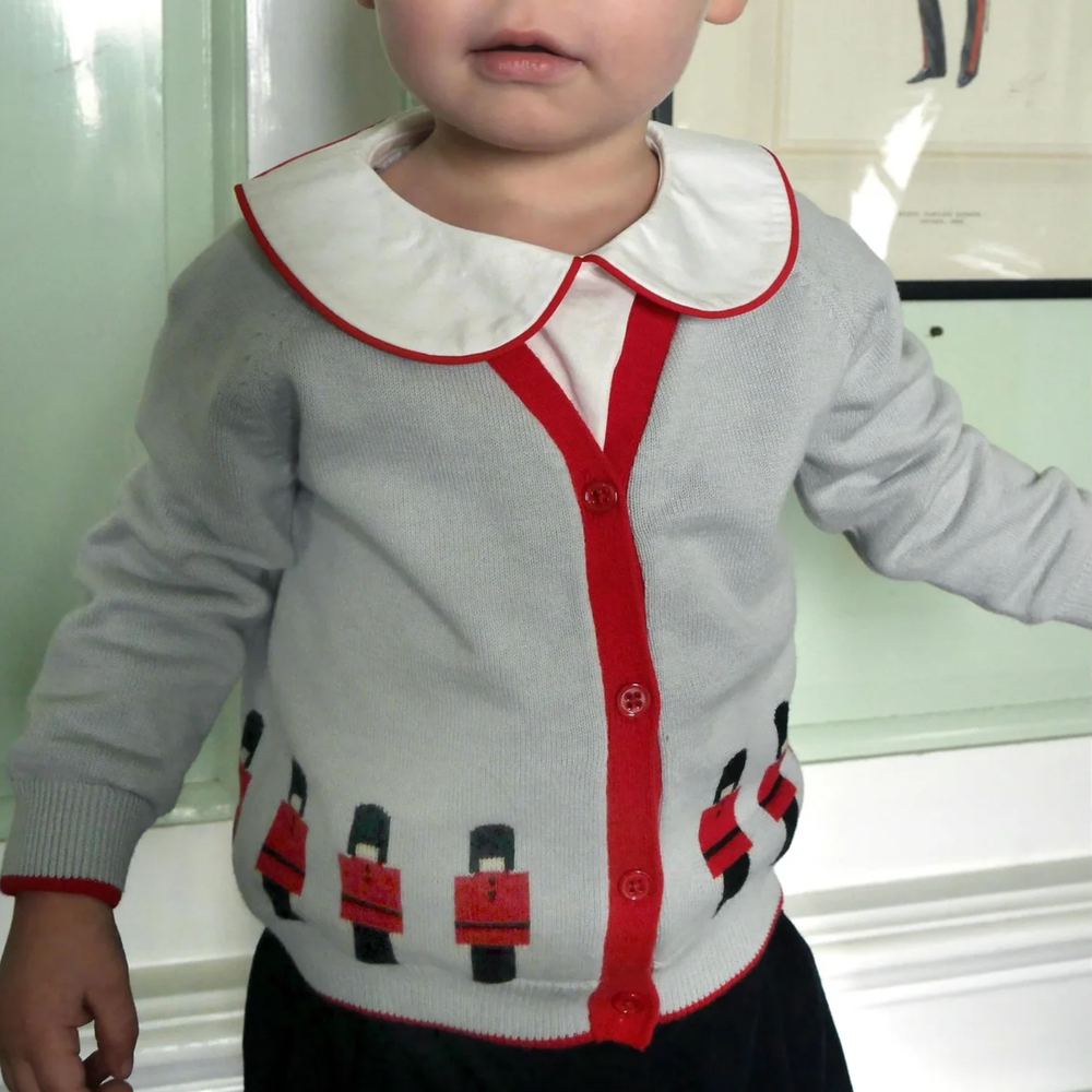 a baby wearing Soldier Intarsia Cardigan