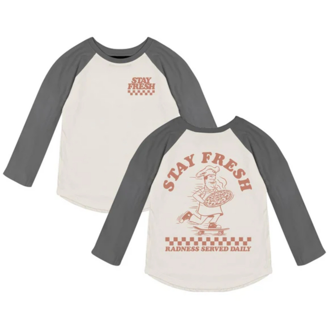 Stay Fresh Raglan in Natural And Vintage Black front and back