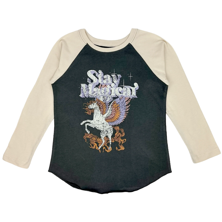 Stay Magical Raglan in Vintage Black And Cream front