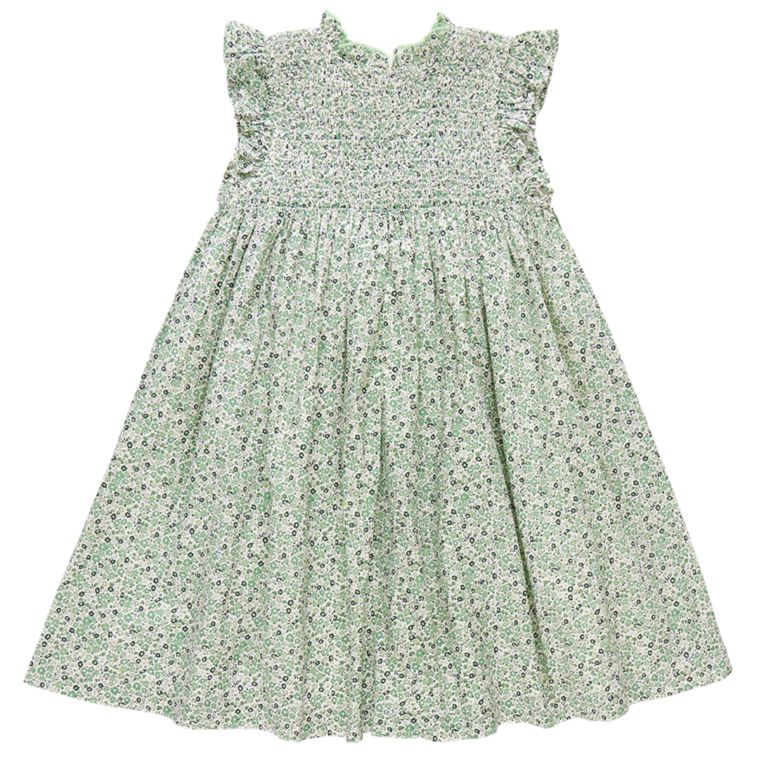 Stevie Dress - Green Mini Ditsy back