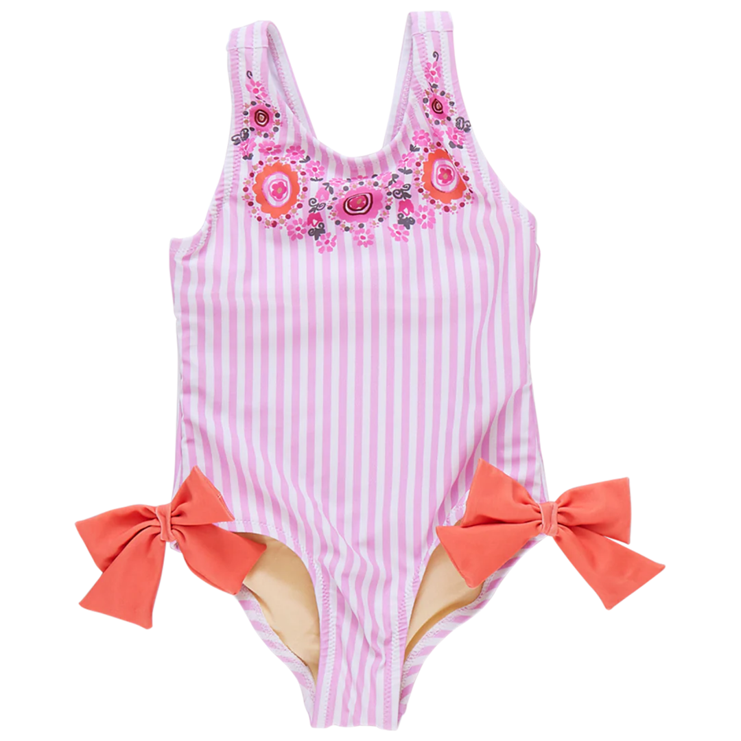 Pink Faux Embroidery Stripe front