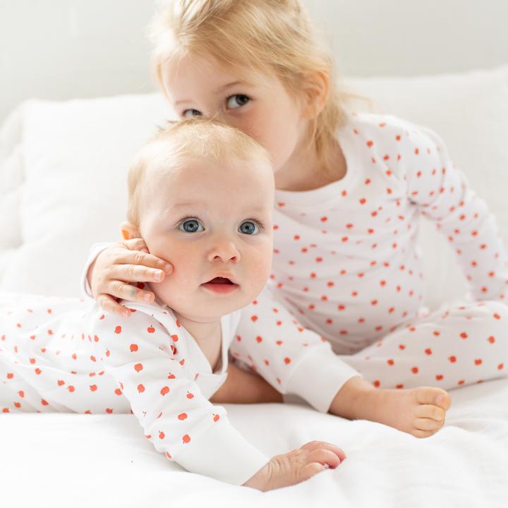 2 little kids wearing Sweet Apple Pajama Set