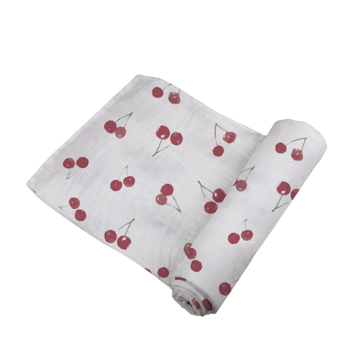 Sweetheart Cherry Bamboo Swaddle details