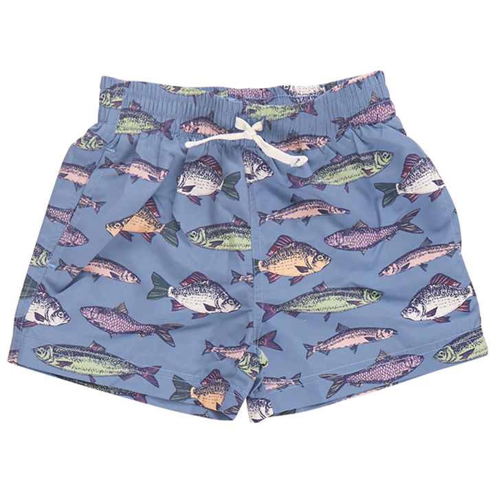 Swim Trunk - Bluestone Multi Fishies front