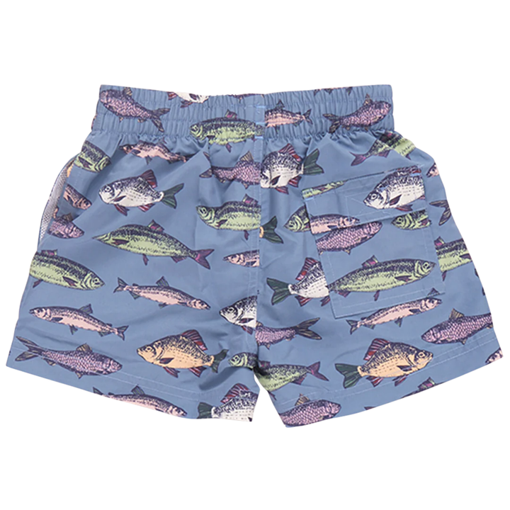 Swim Trunk - Bluestone Multi Fishies back