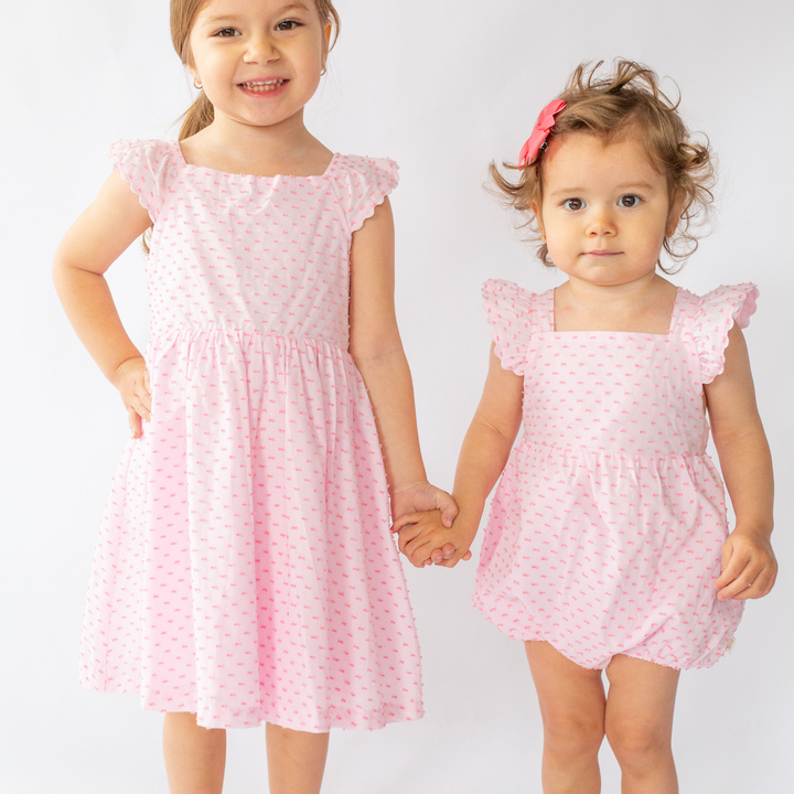 a little girl wearing Catherine Swiss Dot Dress in Ballet Slipper