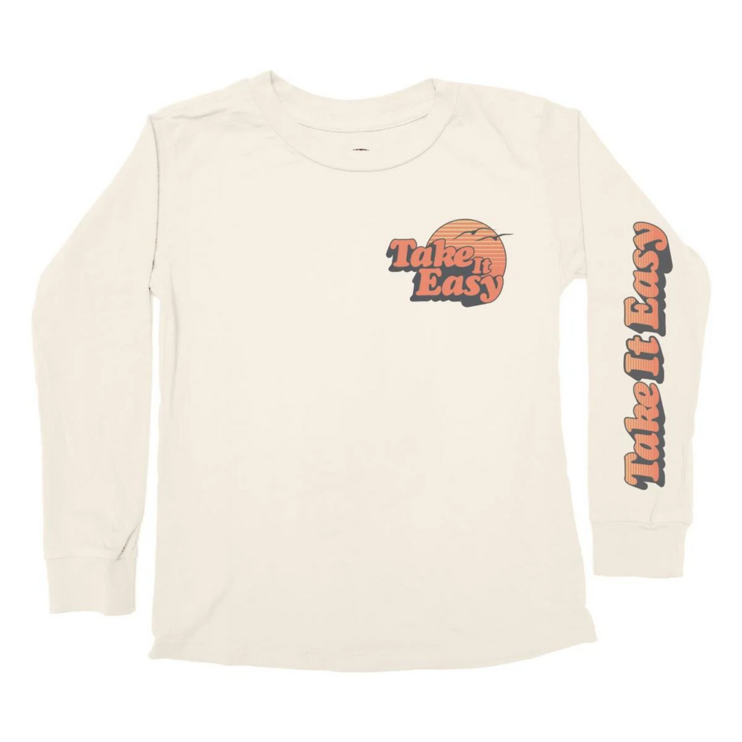 Take It Easy Oversize Long Sleeve Tee in Natural front