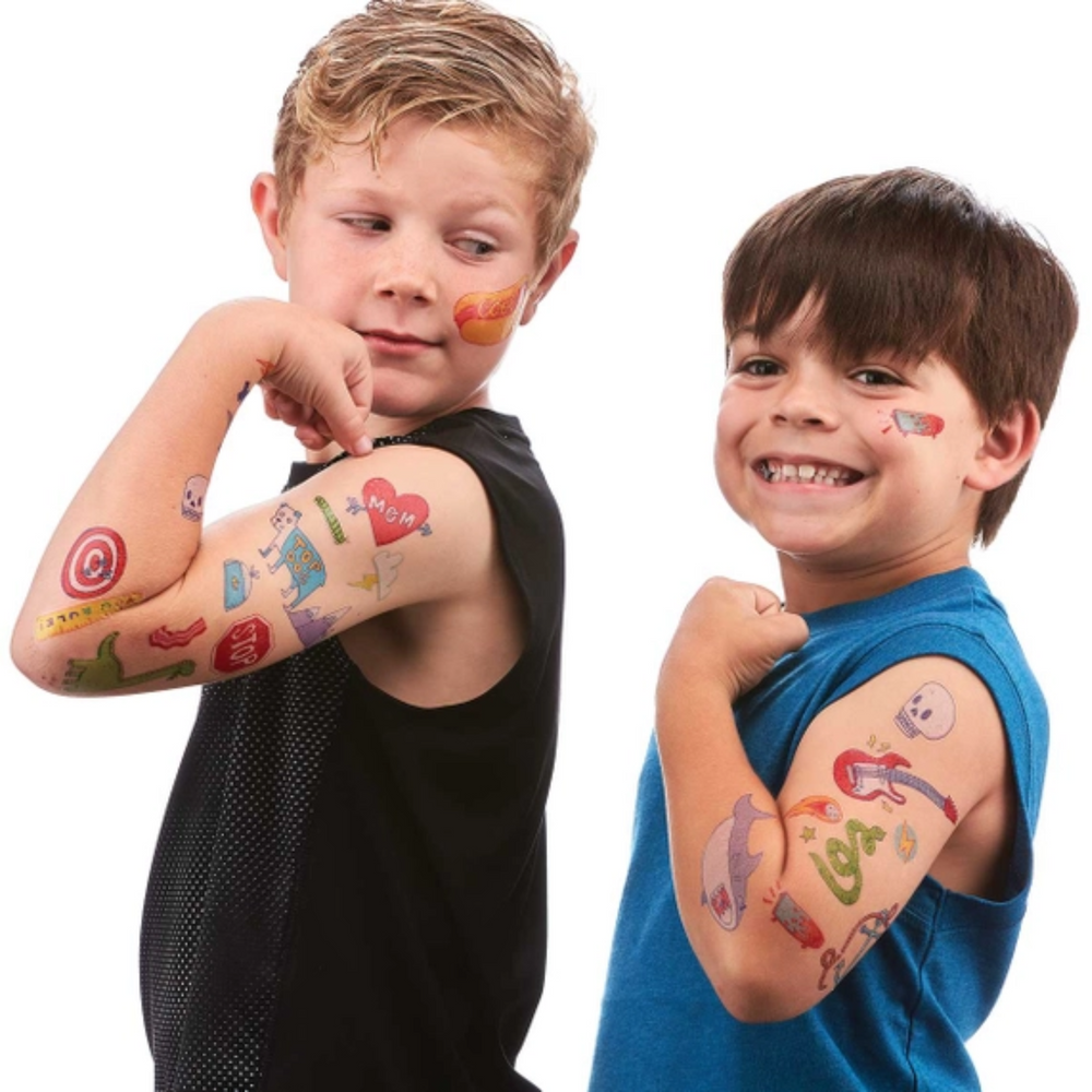 2 little boys having Tattoo Palooza - Cute Doodle World