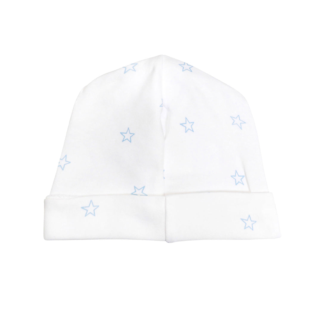 Tiny Stars Receiving Hat in Light Blue