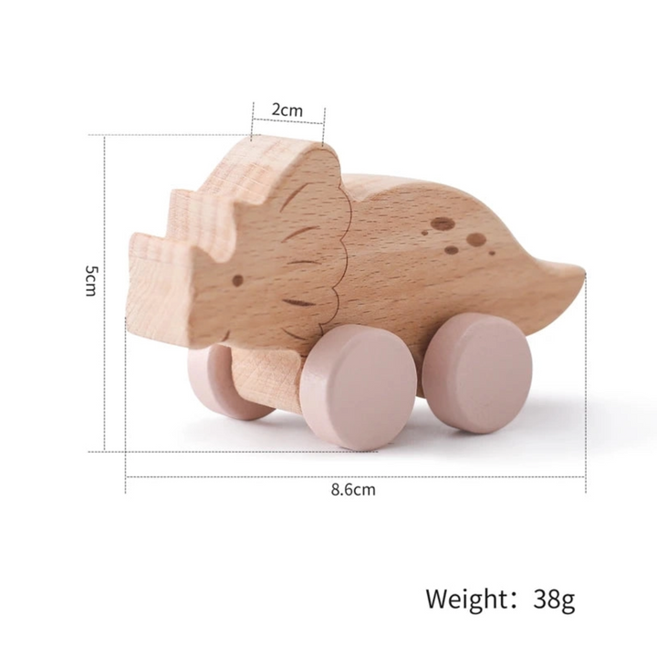 Triceratops Toy with Cream Wheels front