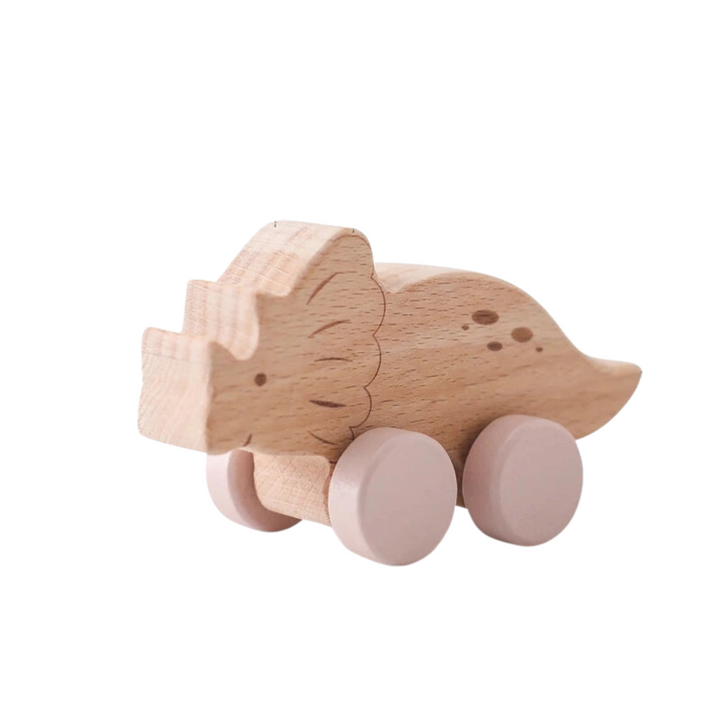 Triceratops Toy with Wheels front