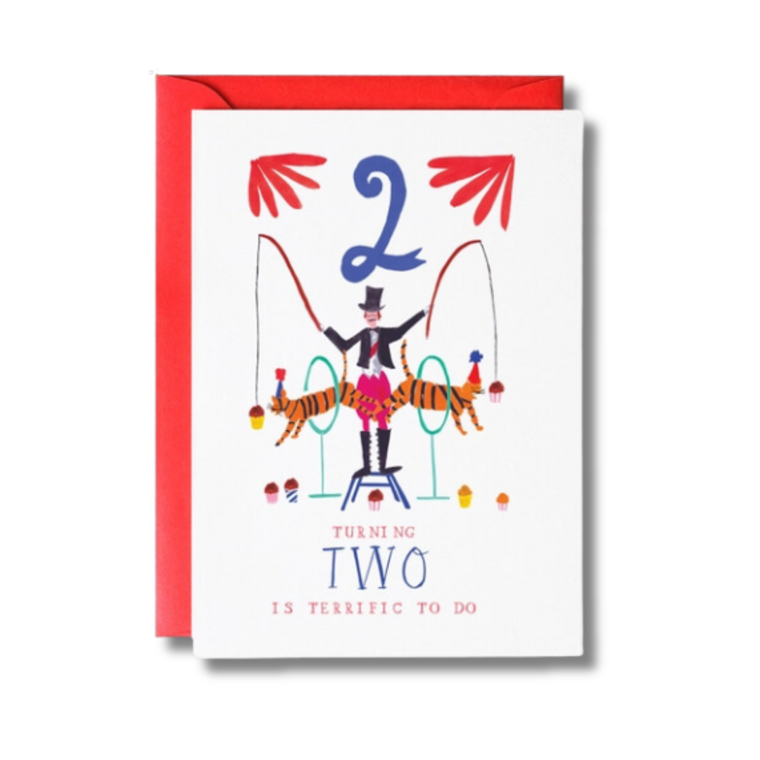 Two Tiger Tricks Birthday Card front