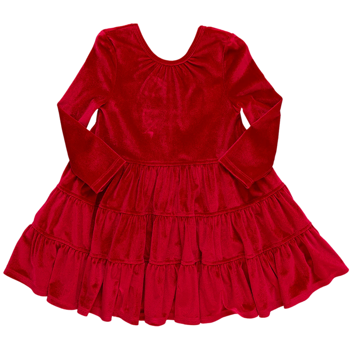 Velour Pearl Dress - Red front