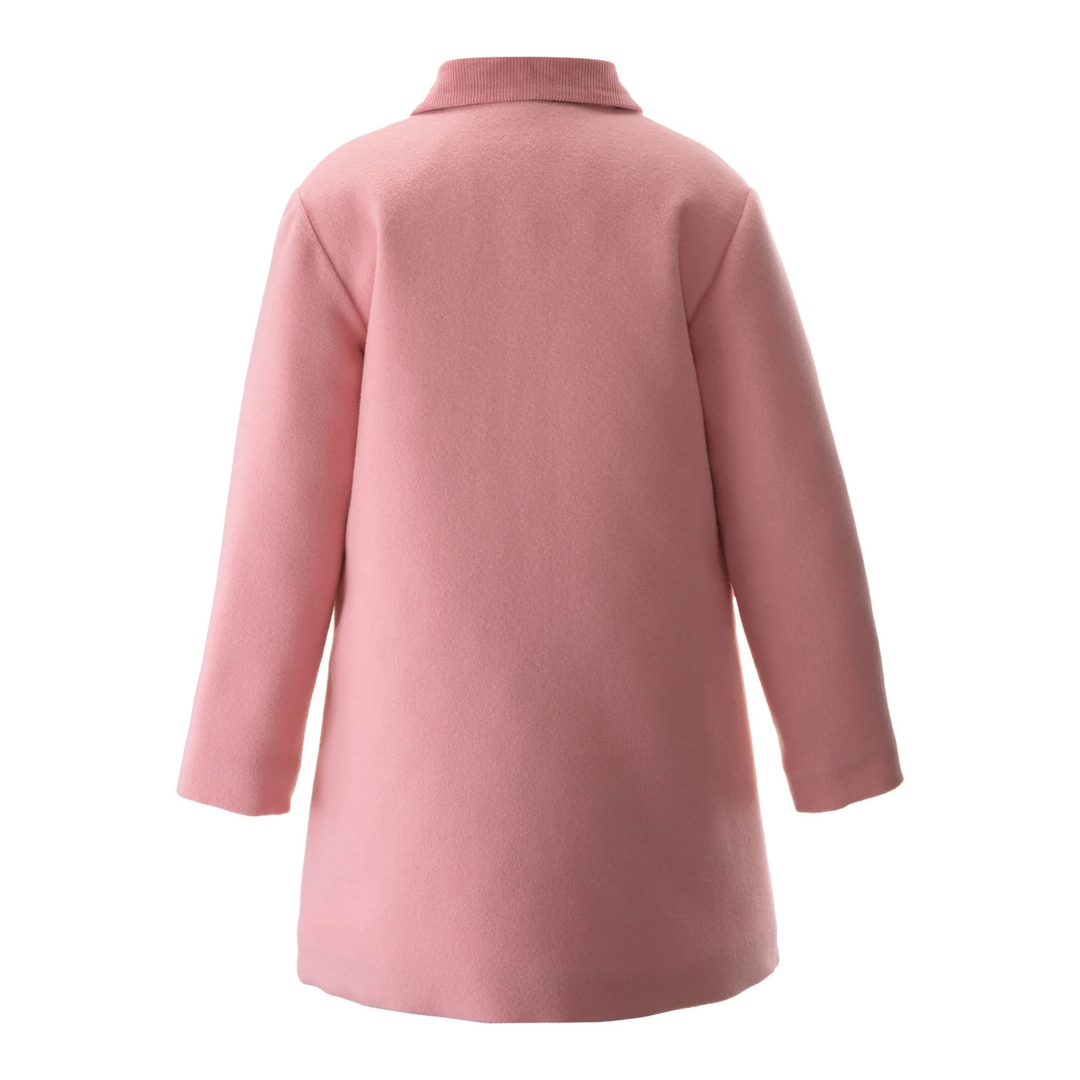 Velvet Trim Dress Coat in Pink back