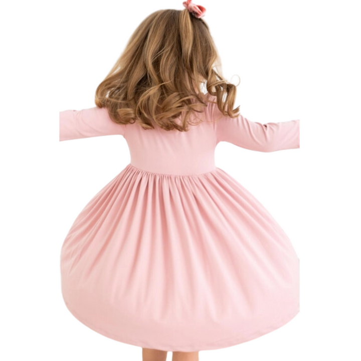 Vintage Pink Pocket Twirl Dress back