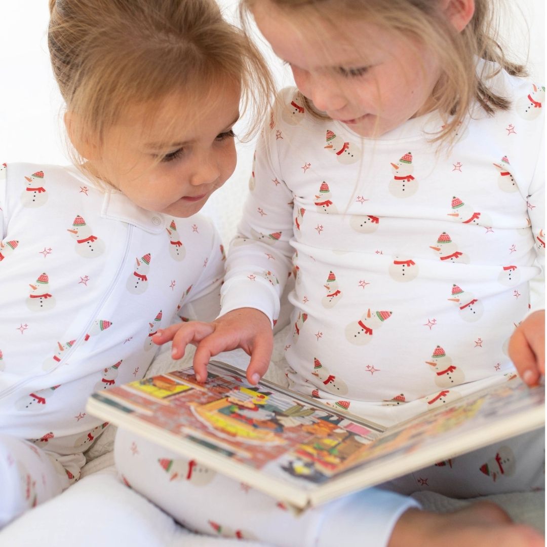 kids wearing Vintage Snowman Pajama Set