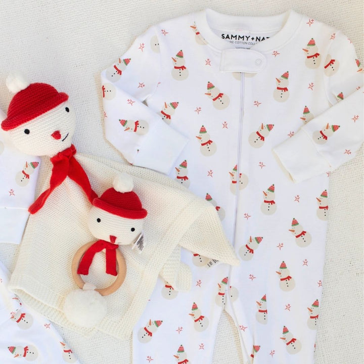 Vintage Snowman Zipper Romper