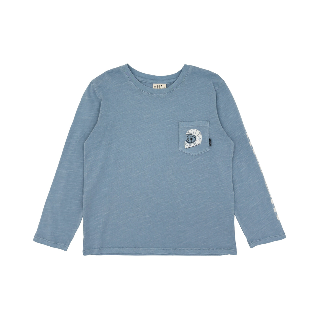 Waves 4 Days Long Sleeve Tee in Washed Indigo front