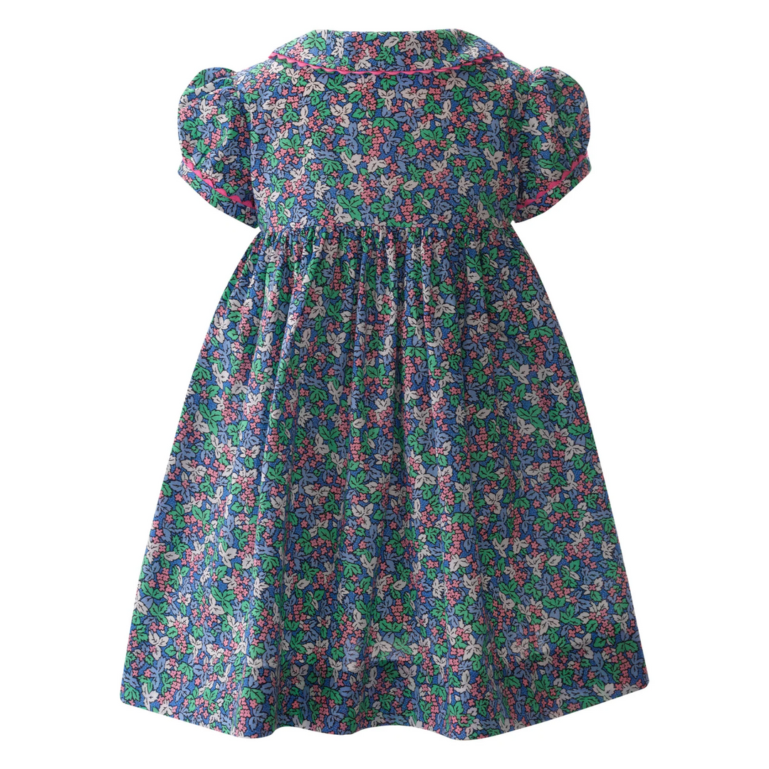 Winter Blossom Button-Front Dress & Bloomers in Navy back