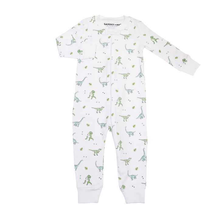 Wondrous Dino Zipper Romper with feet