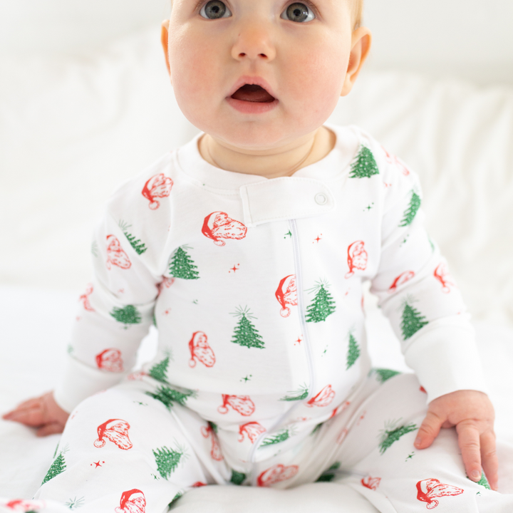 a baby wearing Classic Christmas Zipper Romper