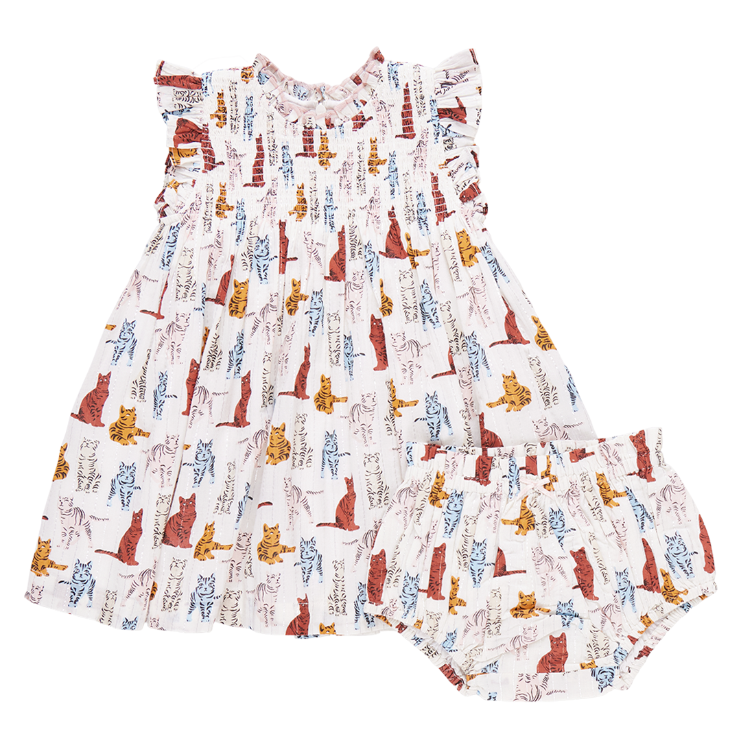 Baby Stevie Dress Set - Tabby Cats front