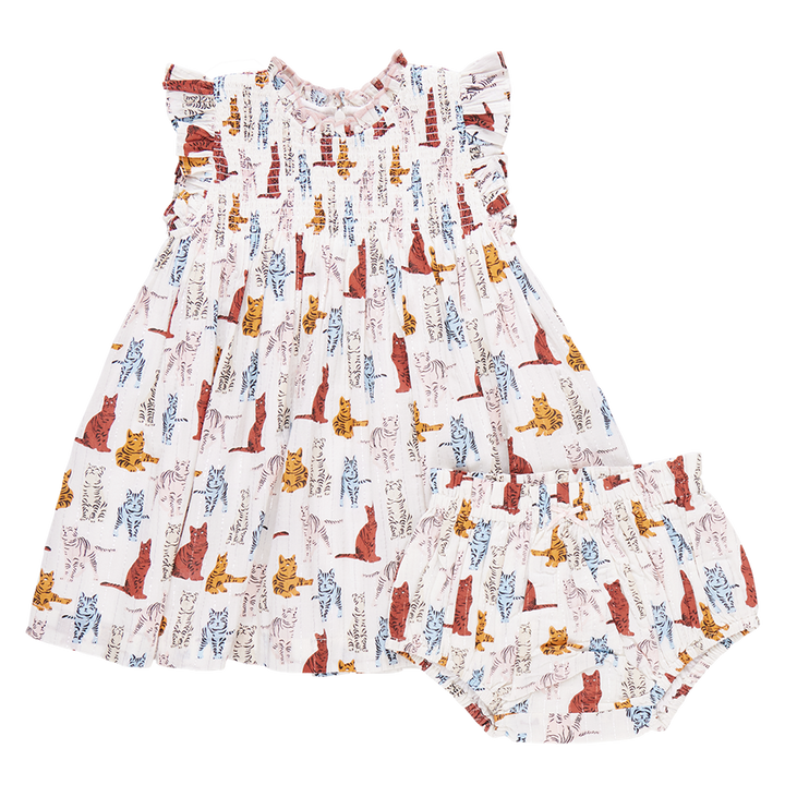 Baby Stevie Dress Set - Tabby Cats front