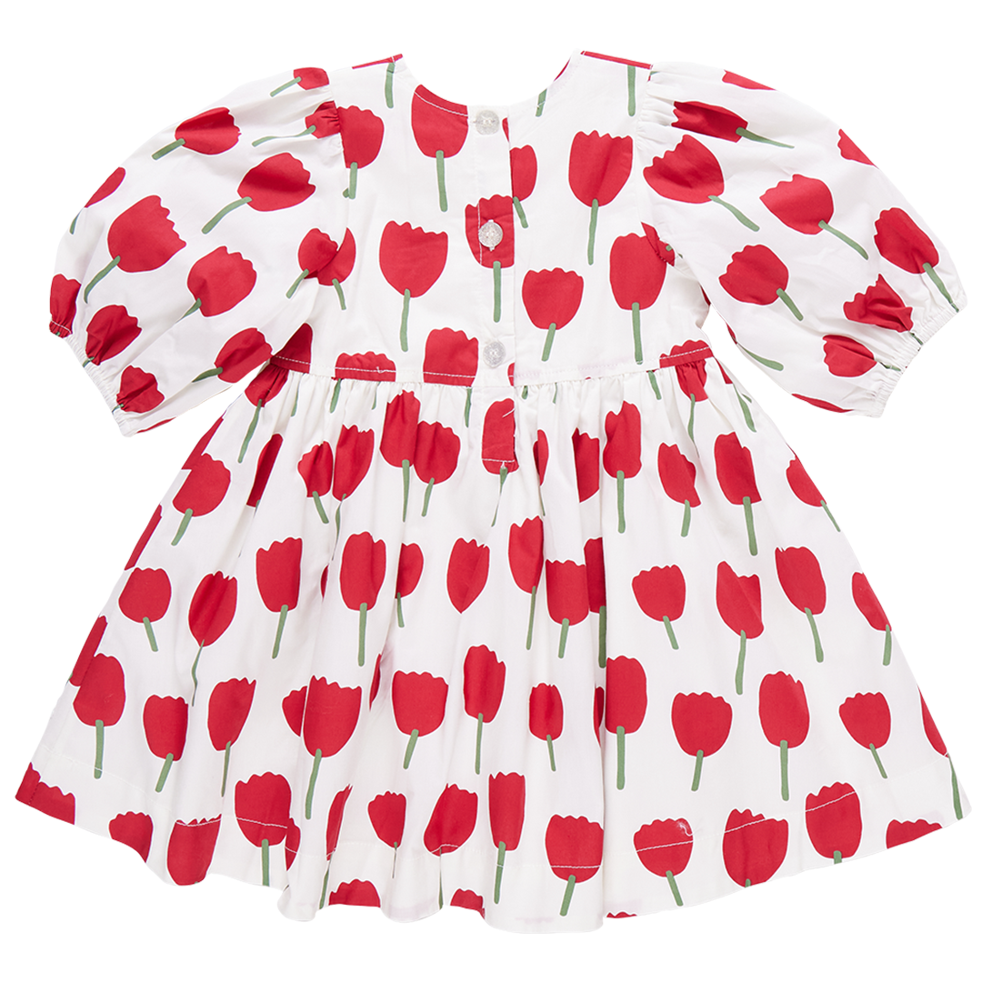 Evelyn Dress - Red Tulips back