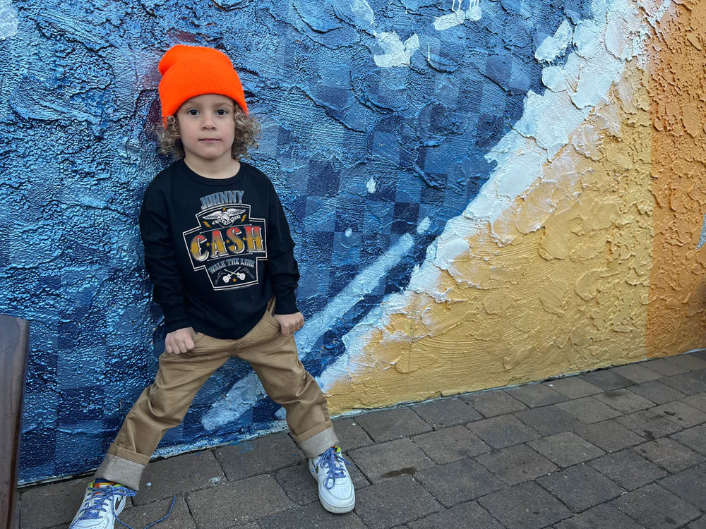 boy wearing johnny cash shirt