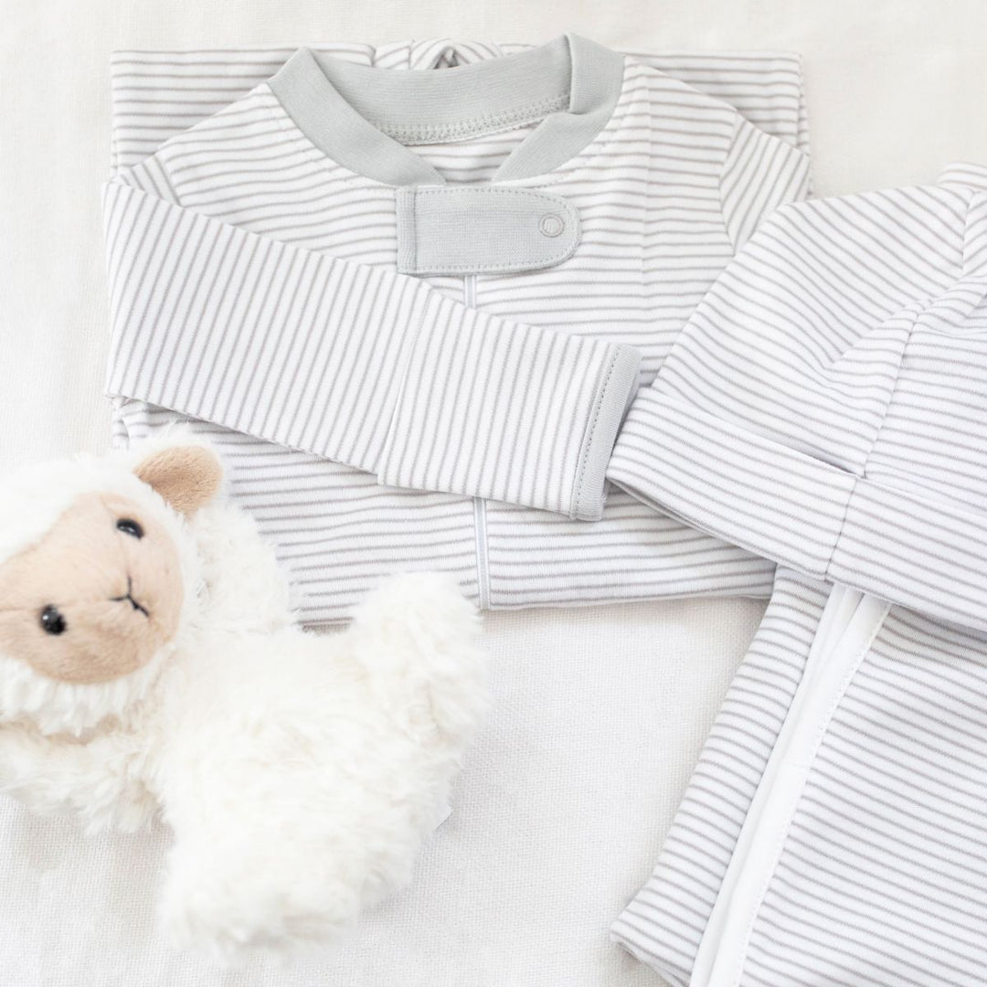 Grey stripe layette set