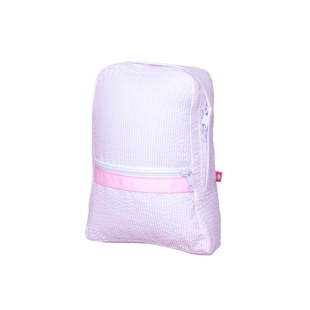 pink seersucker backpack