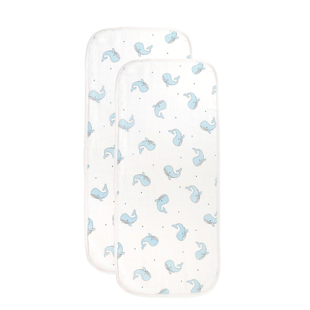 Organic 2-Pack Muslin Burp Cloth in Blue Whale