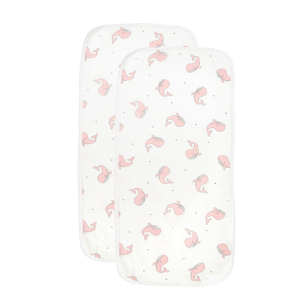 Organic 2-Pack Muslin Burp Cloth in Pink Whale